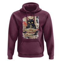 Ramen Noodles Black Cat Graphic Hoodie Kawaii Retro Japan Y2K Cats Manga Anime - Wonder Print Shop