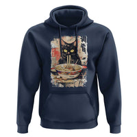 Ramen Noodles Black Cat Graphic Hoodie Kawaii Retro Japan Y2K Cats Manga Anime - Wonder Print Shop