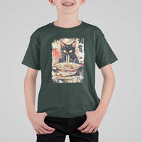 Ramen Noodles Black Cat Graphic T Shirt For Kid Kawaii Retro Japan Y2K Cats Manga Anime - Wonder Print Shop