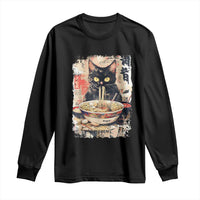 Ramen Noodles Black Cat Graphic Long Sleeve Shirt Kawaii Retro Japan Y2K Cats Manga Anime - Wonder Print Shop