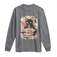Ramen Noodles Black Cat Graphic Long Sleeve Shirt Kawaii Retro Japan Y2K Cats Manga Anime - Wonder Print Shop