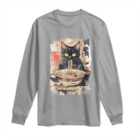 Ramen Noodles Black Cat Graphic Long Sleeve Shirt Kawaii Retro Japan Y2K Cats Manga Anime - Wonder Print Shop