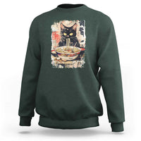 Ramen Noodles Black Cat Graphic Sweatshirt Kawaii Retro Japan Y2K Cats Manga Anime - Wonder Print Shop