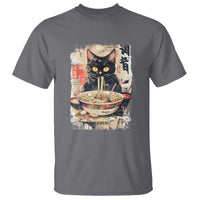 Ramen Noodles Black Cat Graphic T Shirt Kawaii Retro Japan Y2K Cats Manga Anime - Wonder Print Shop