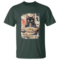 Ramen Noodles Black Cat Graphic T Shirt Kawaii Retro Japan Y2K Cats Manga Anime - Wonder Print Shop