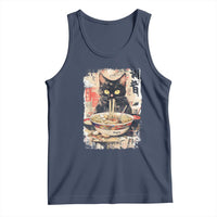 Ramen Noodles Black Cat Graphic Tank Top Kawaii Retro Japan Y2K Cats Manga Anime - Wonder Print Shop