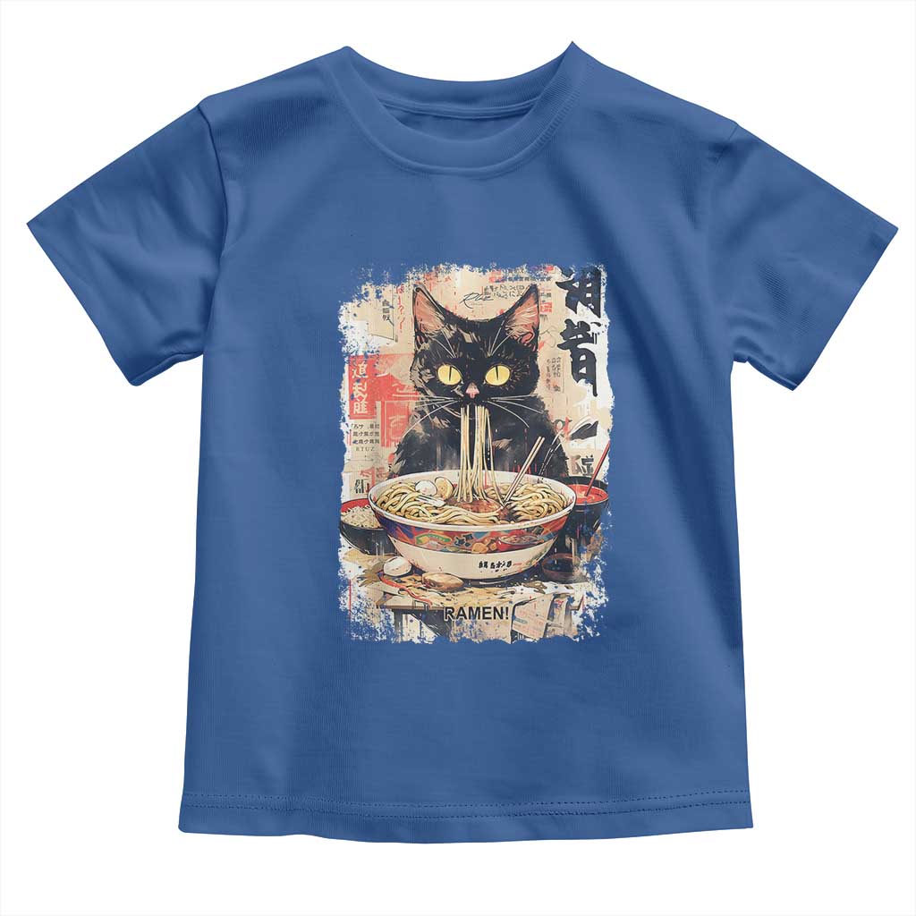 Ramen Noodles Black Cat Graphic Toddler T Shirt Kawaii Retro Japan Y2K Cats Manga Anime - Wonder Print Shop