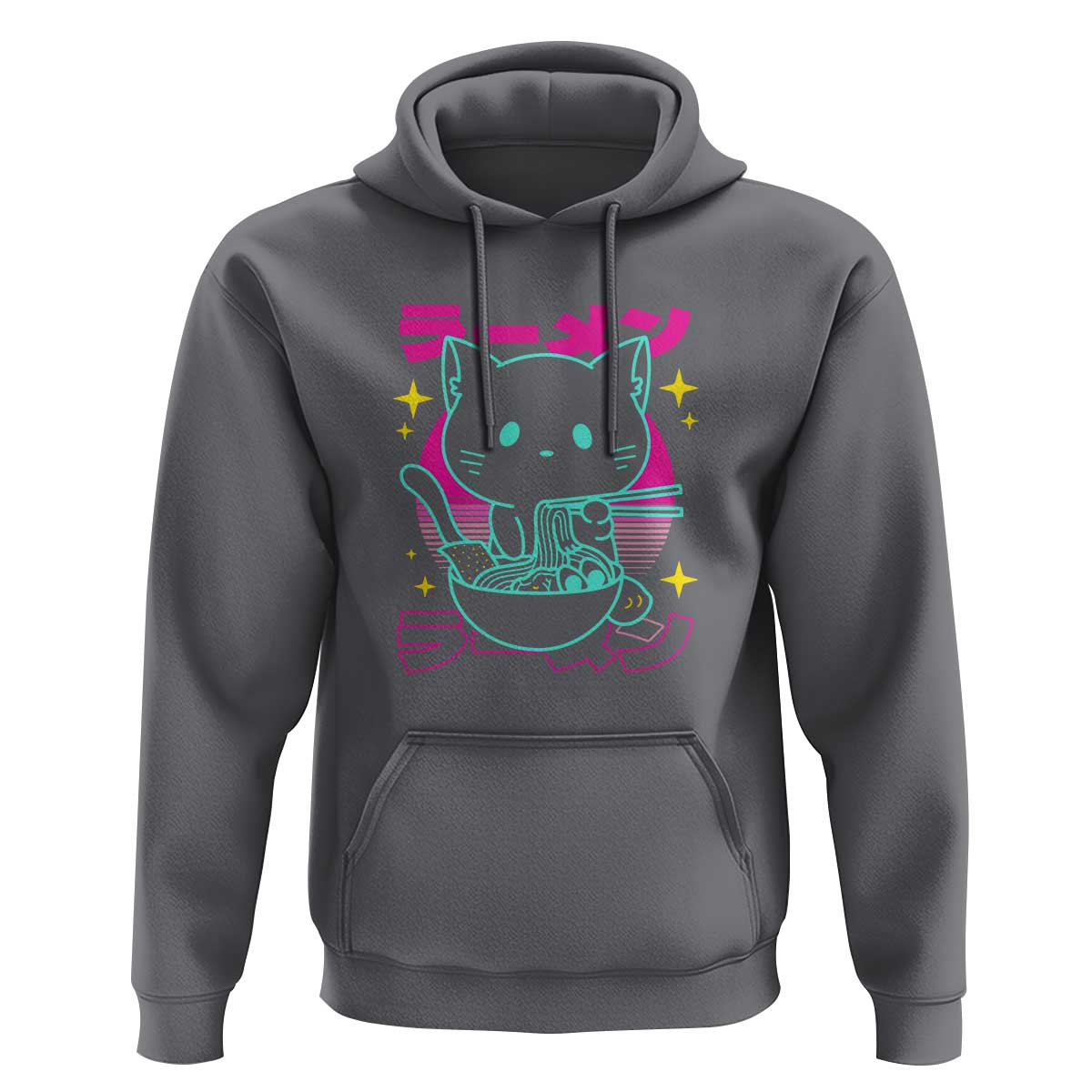Kawaii Ramen Cat Hoodie Retro Japanese Noodles Lover Anime Aesthetic - Wonder Print Shop