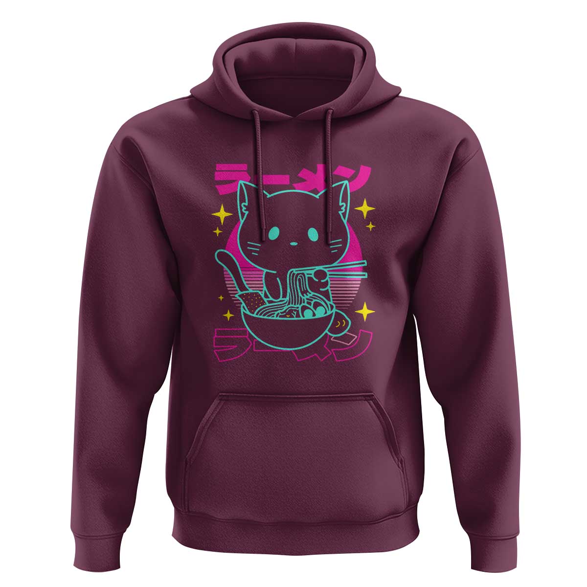 Kawaii Ramen Cat Hoodie Retro Japanese Noodles Lover Anime Aesthetic - Wonder Print Shop
