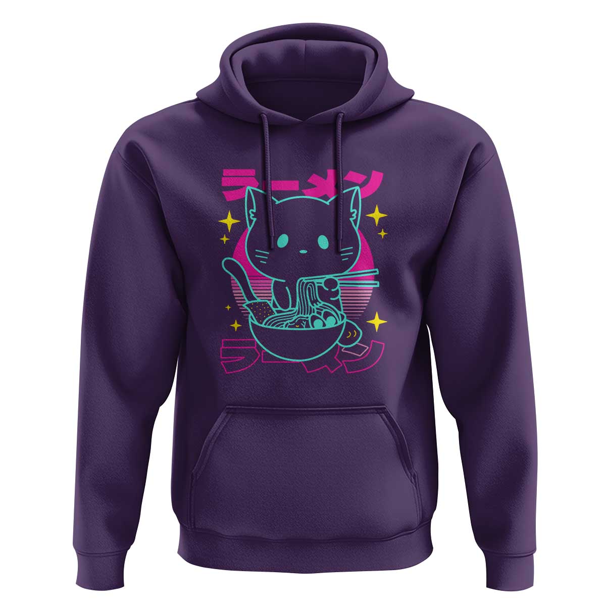 Kawaii Ramen Cat Hoodie Retro Japanese Noodles Lover Anime Aesthetic - Wonder Print Shop