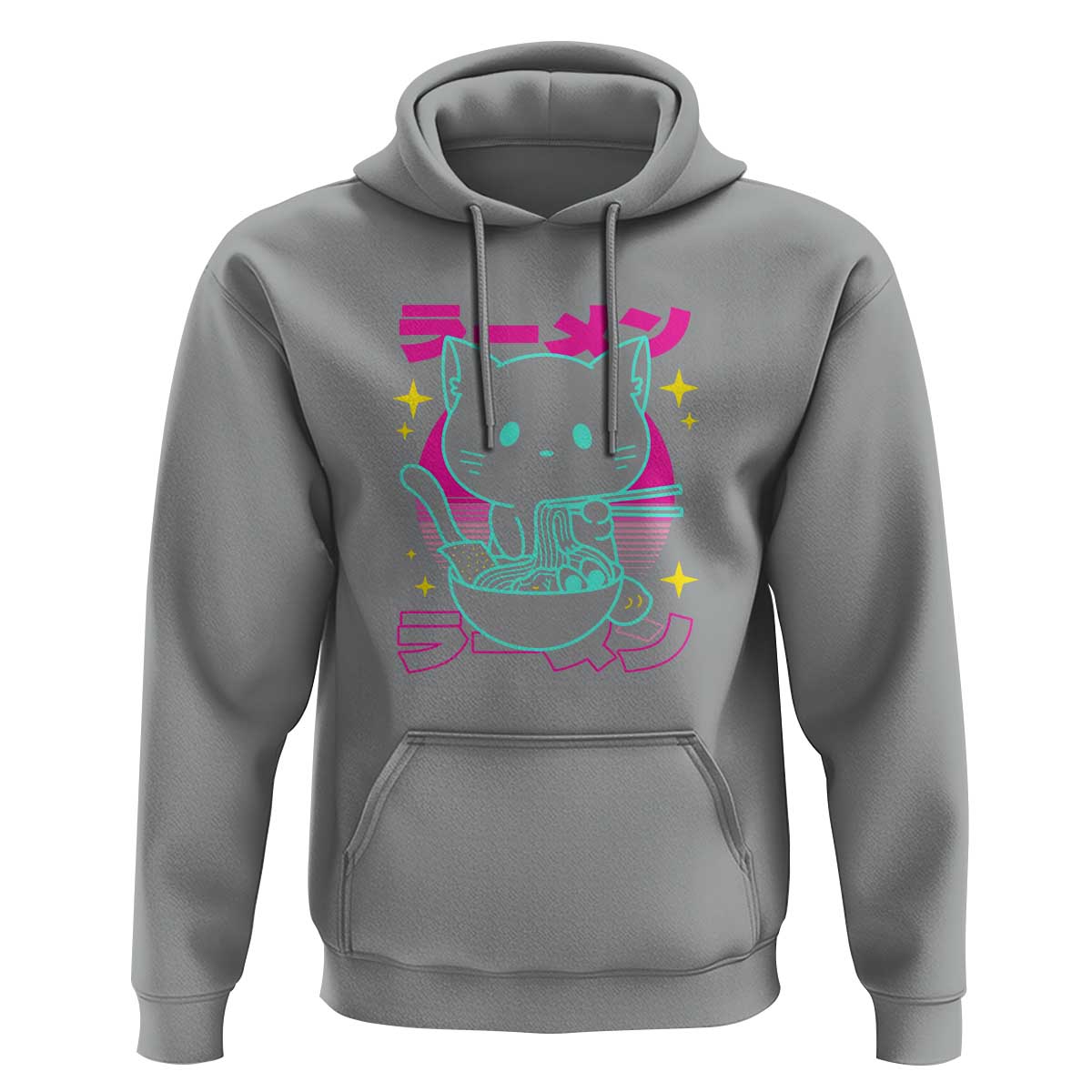 Kawaii Ramen Cat Hoodie Retro Japanese Noodles Lover Anime Aesthetic - Wonder Print Shop