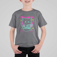 Kawaii Ramen Cat T Shirt For Kid Retro Japanese Noodles Lover Anime Aesthetic - Wonder Print Shop