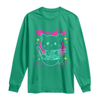 Kawaii Ramen Cat Long Sleeve Shirt Retro Japanese Noodles Lover Anime Aesthetic - Wonder Print Shop