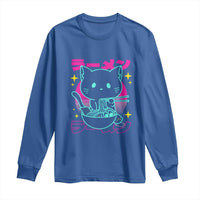 Kawaii Ramen Cat Long Sleeve Shirt Retro Japanese Noodles Lover Anime Aesthetic - Wonder Print Shop