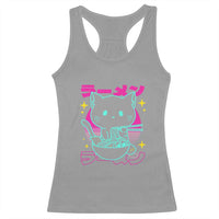Kawaii Ramen Cat Racerback Tank Top Retro Japanese Noodles Lover Anime Aesthetic - Wonder Print Shop