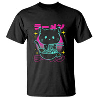Kawaii Ramen Cat T Shirt Retro Japanese Noodles Lover Anime Aesthetic - Wonder Print Shop