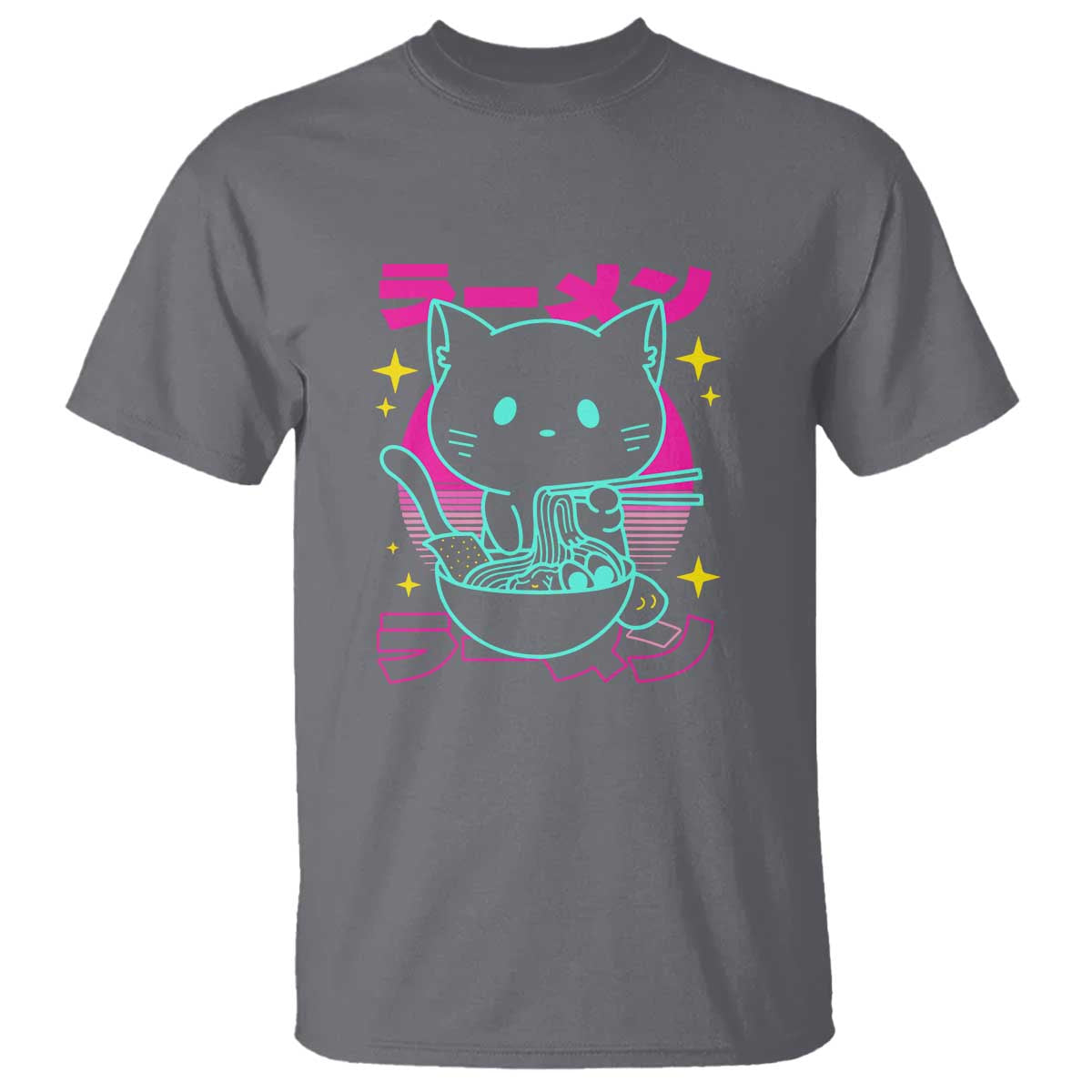 Kawaii Ramen Cat T Shirt Retro Japanese Noodles Lover Anime Aesthetic - Wonder Print Shop