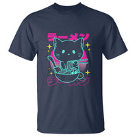 Kawaii Ramen Cat T Shirt Retro Japanese Noodles Lover Anime Aesthetic - Wonder Print Shop