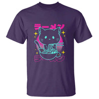 Kawaii Ramen Cat T Shirt Retro Japanese Noodles Lover Anime Aesthetic - Wonder Print Shop