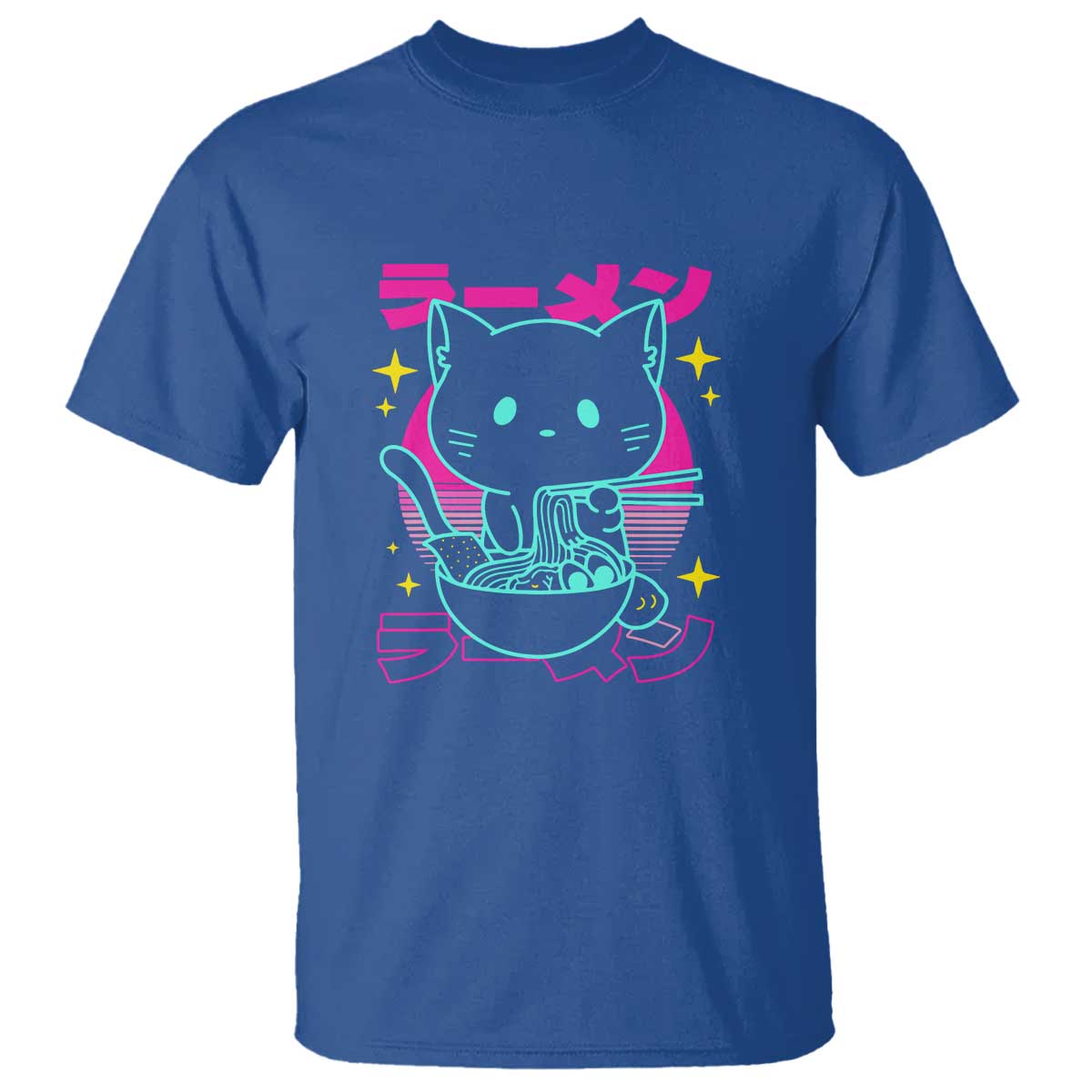Kawaii Ramen Cat T Shirt Retro Japanese Noodles Lover Anime Aesthetic - Wonder Print Shop