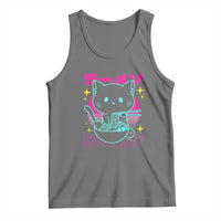 Kawaii Ramen Cat Tank Top Retro Japanese Noodles Lover Anime Aesthetic - Wonder Print Shop
