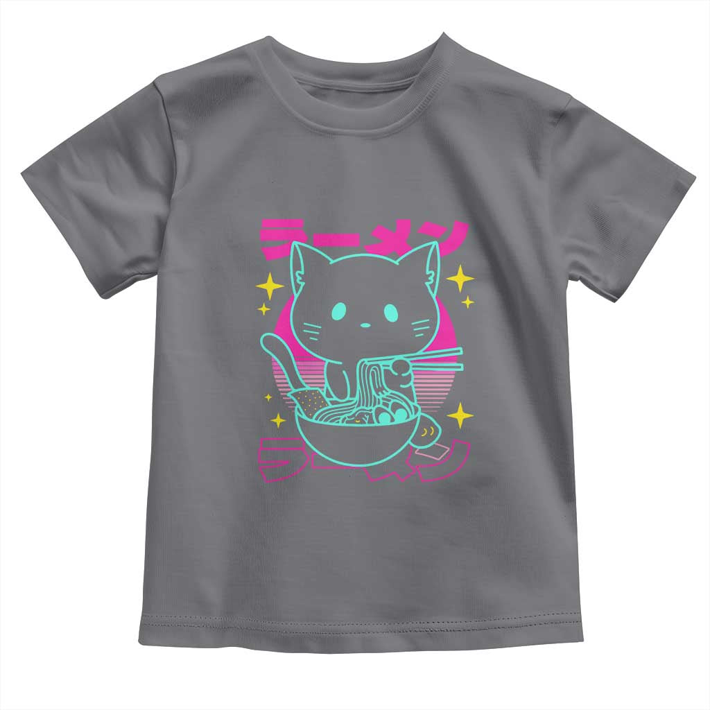 Kawaii Ramen Cat Toddler T Shirt Retro Japanese Noodles Lover Anime Aesthetic - Wonder Print Shop