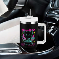 Kawaii Ramen Cat Tumbler With Handle Retro Japanese Noodles Lover Anime Aesthetic - Wonder Print Shop