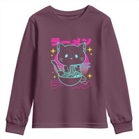 Kawaii Ramen Cat Youth Sweatshirt Retro Japanese Noodles Lover Anime Aesthetic - Wonder Print Shop
