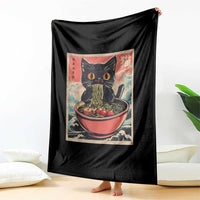 Cat Ramen Japanese Inspo Graphic Throw Blanket Funny Kawaii Cat Anime Gifts - Wonder Print Shop