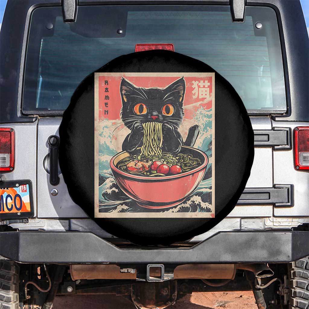 Cat Ramen Japanese Inspo Graphic Spare Tire Cover Funny Kawaii Cat Anime Gifts - Wonder Print Shop