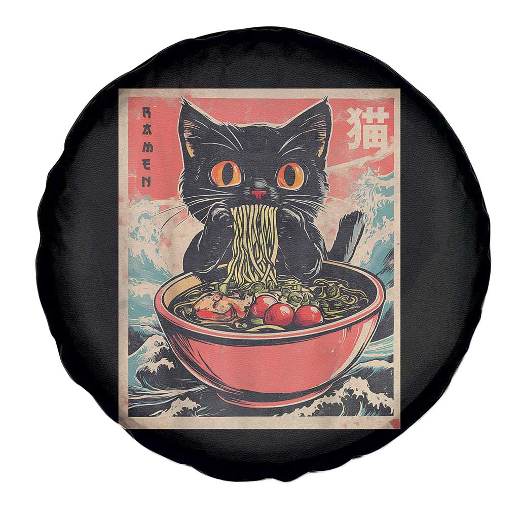 Cat Ramen Japanese Inspo Graphic Spare Tire Cover Funny Kawaii Cat Anime Gifts - Wonder Print Shop