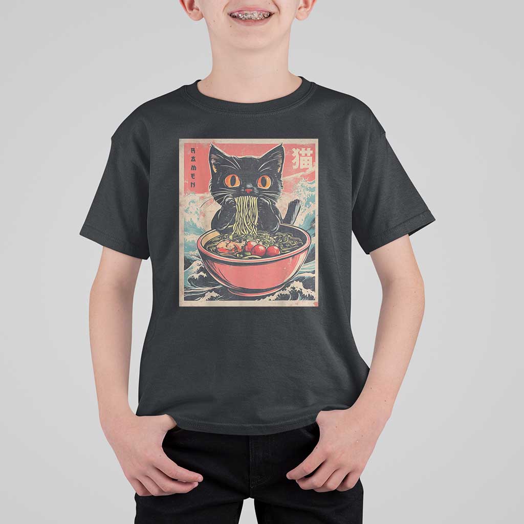 Cat Ramen Japanese Inspo Graphic T Shirt For Kid Funny Kawaii Cat Anime Gifts - Wonder Print Shop