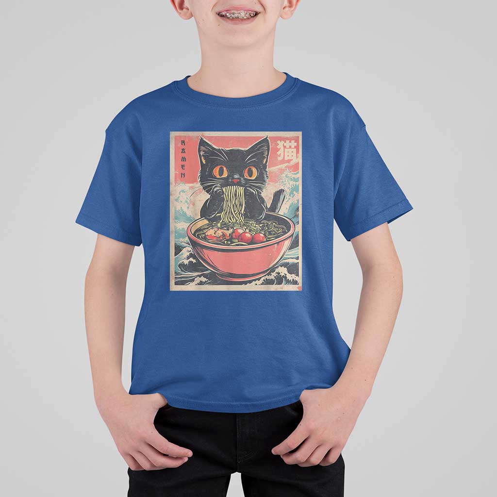 Cat Ramen Japanese Inspo Graphic T Shirt For Kid Funny Kawaii Cat Anime Gifts - Wonder Print Shop