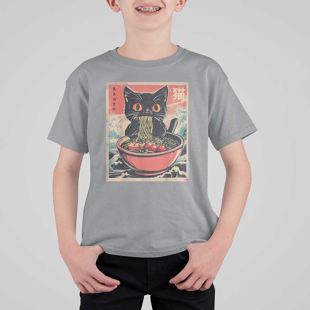 Cat Ramen Japanese Inspo Graphic T Shirt For Kid Funny Kawaii Cat Anime Gifts - Wonder Print Shop