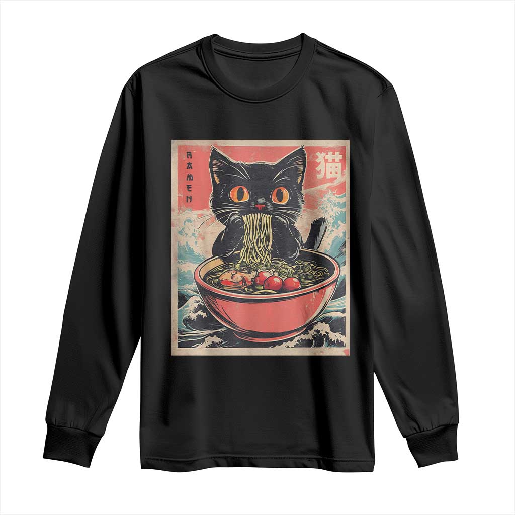 Cat Ramen Japanese Inspo Graphic Long Sleeve Shirt Funny Kawaii Cat Anime Gifts - Wonder Print Shop