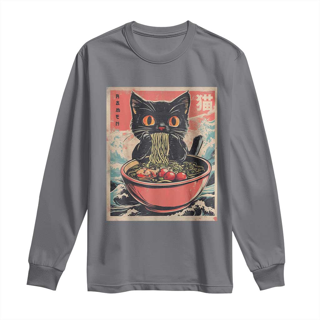 Cat Ramen Japanese Inspo Graphic Long Sleeve Shirt Funny Kawaii Cat Anime Gifts - Wonder Print Shop