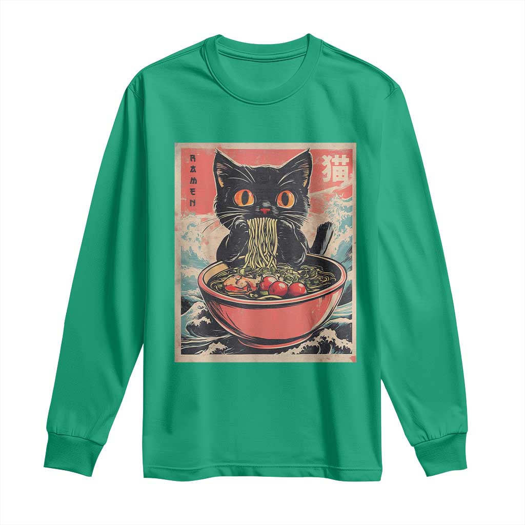 Cat Ramen Japanese Inspo Graphic Long Sleeve Shirt Funny Kawaii Cat Anime Gifts - Wonder Print Shop