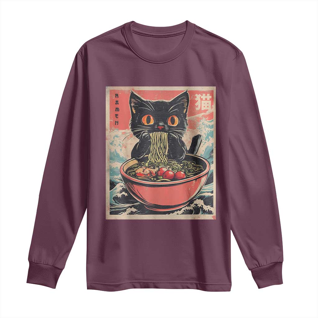 Cat Ramen Japanese Inspo Graphic Long Sleeve Shirt Funny Kawaii Cat Anime Gifts - Wonder Print Shop