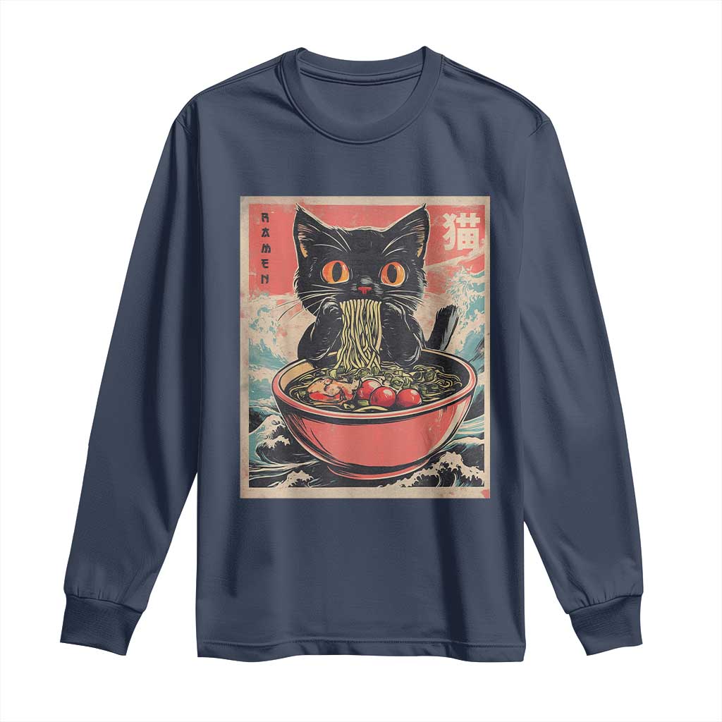 Cat Ramen Japanese Inspo Graphic Long Sleeve Shirt Funny Kawaii Cat Anime Gifts - Wonder Print Shop