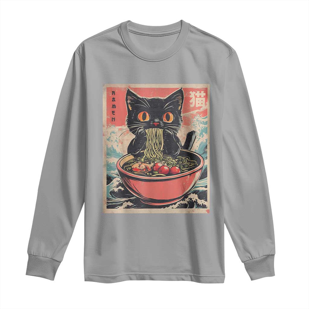 Cat Ramen Japanese Inspo Graphic Long Sleeve Shirt Funny Kawaii Cat Anime Gifts - Wonder Print Shop