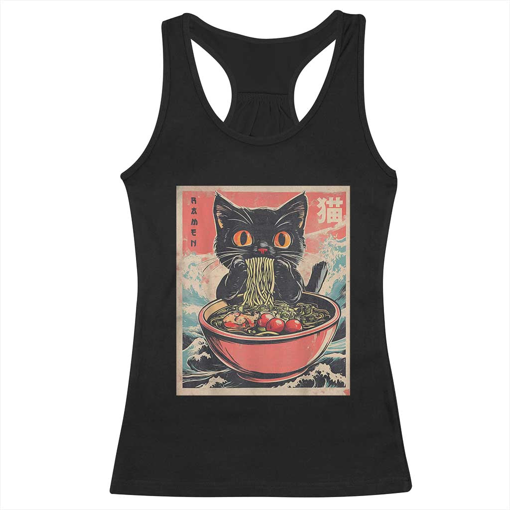 Cat Ramen Japanese Inspo Graphic Racerback Tank Top Funny Kawaii Cat Anime Gifts - Wonder Print Shop