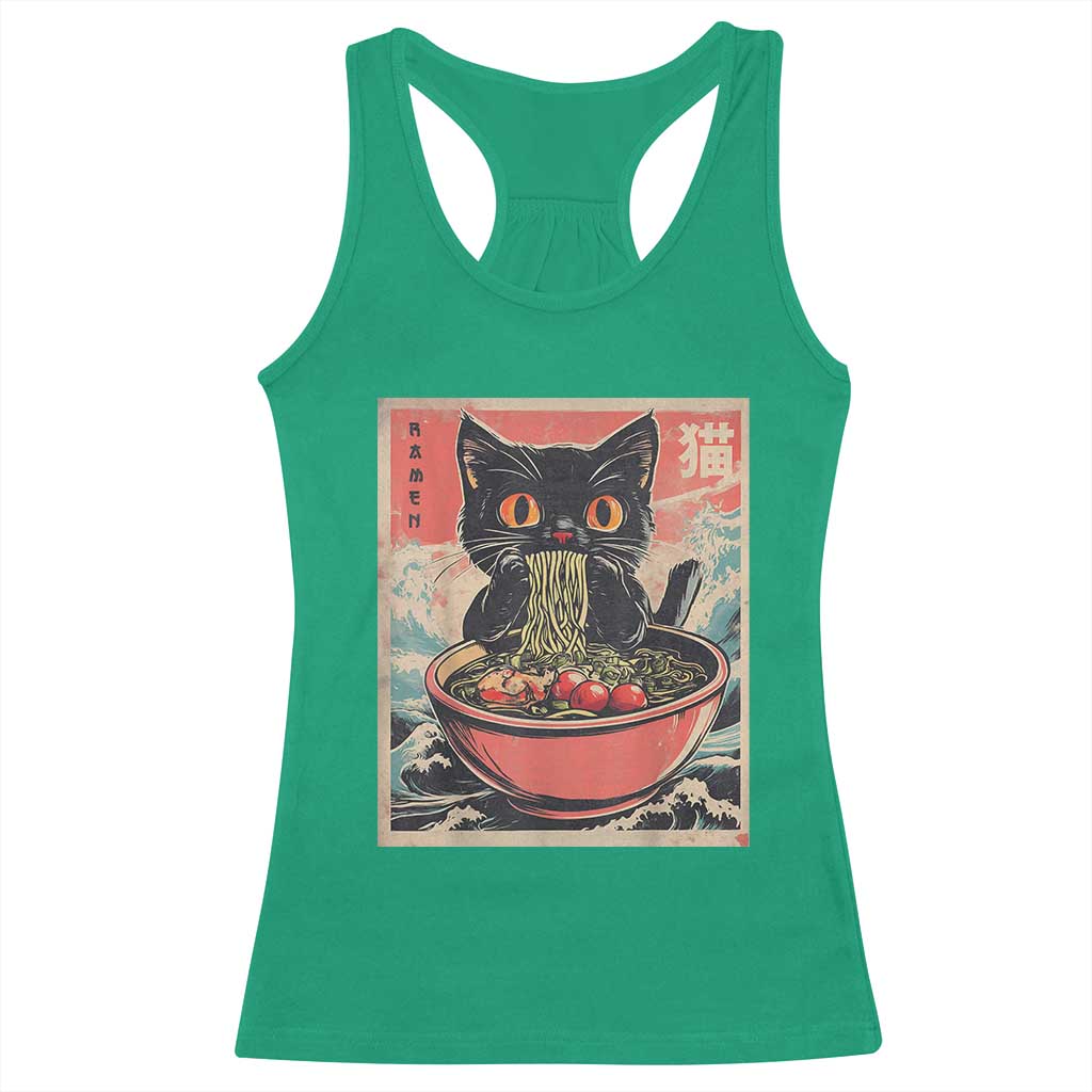 Cat Ramen Japanese Inspo Graphic Racerback Tank Top Funny Kawaii Cat Anime Gifts - Wonder Print Shop