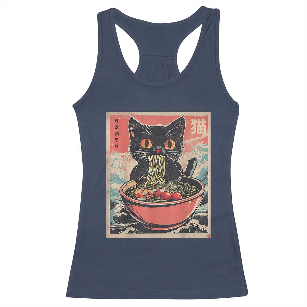 Cat Ramen Japanese Inspo Graphic Racerback Tank Top Funny Kawaii Cat Anime Gifts - Wonder Print Shop