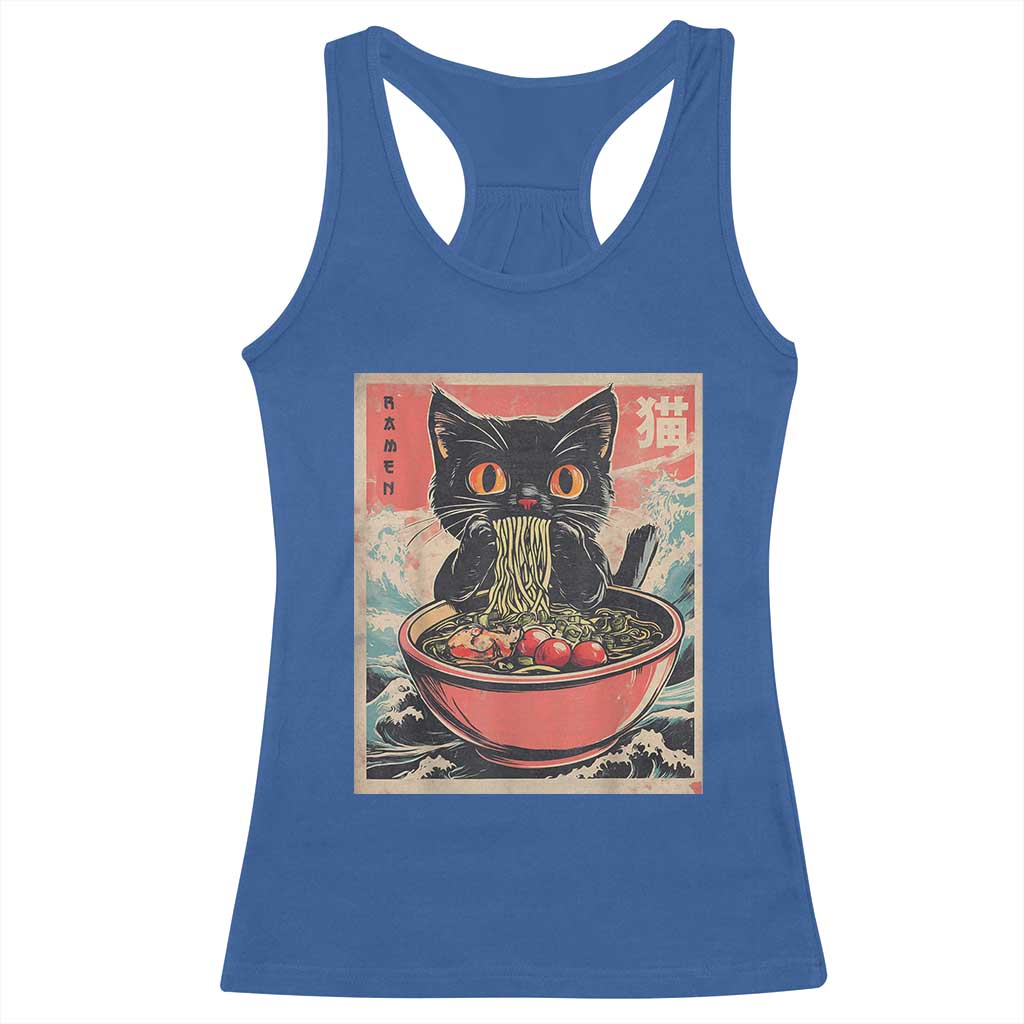 Cat Ramen Japanese Inspo Graphic Racerback Tank Top Funny Kawaii Cat Anime Gifts - Wonder Print Shop
