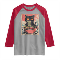Cat Ramen Japanese Inspo Graphic Raglan Shirt Funny Kawaii Cat Anime Gifts - Wonder Print Shop