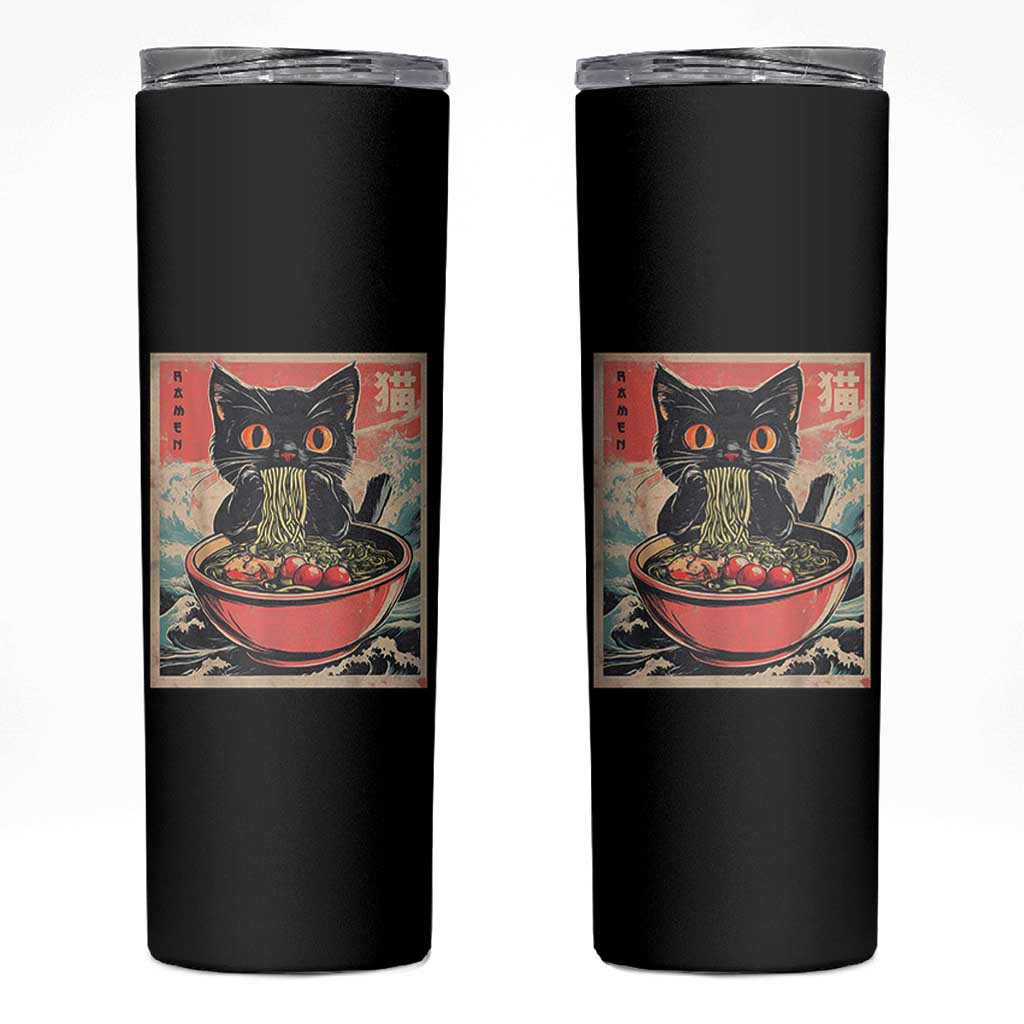 Cat Ramen Japanese Inspo Graphic Skinny Tumbler Funny Kawaii Cat Anime Gifts - Wonder Print Shop