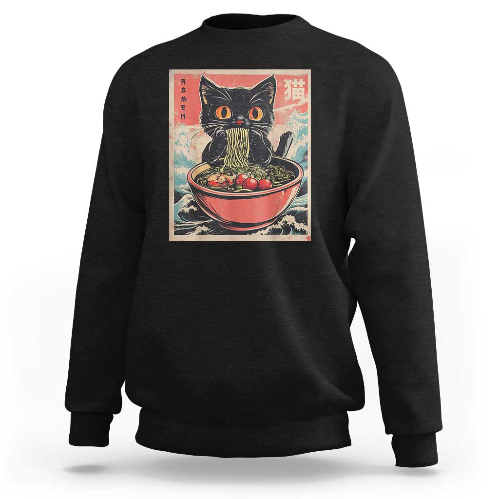 Cat Ramen Japanese Inspo Graphic Sweatshirt Funny Kawaii Cat Anime Gifts - Wonder Print Shop
