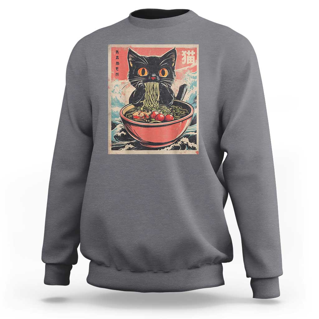 Cat Ramen Japanese Inspo Graphic Sweatshirt Funny Kawaii Cat Anime Gifts - Wonder Print Shop