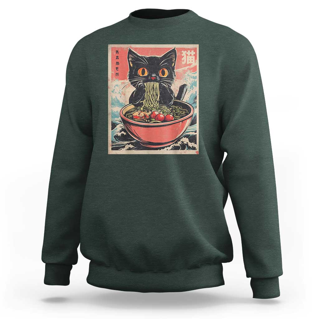 Cat Ramen Japanese Inspo Graphic Sweatshirt Funny Kawaii Cat Anime Gifts - Wonder Print Shop
