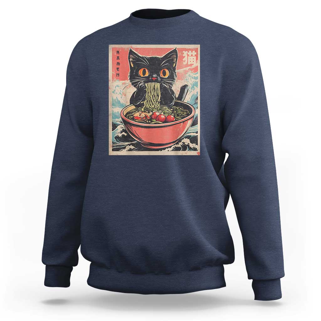 Cat Ramen Japanese Inspo Graphic Sweatshirt Funny Kawaii Cat Anime Gifts - Wonder Print Shop